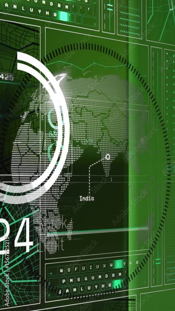 Poster animation of processing circle and data over servers