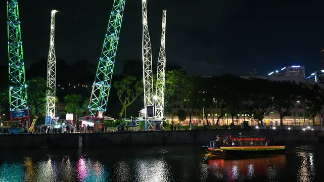 Clarke Quay and Singapore River at night