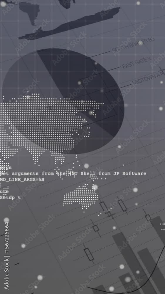 Poster animation of data processing over white background