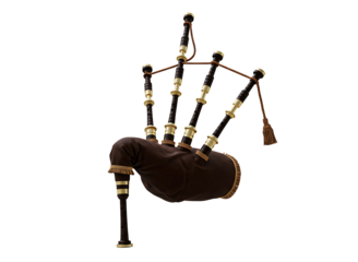Traditional scottish bagpipes musical instrument isolated on transparent background