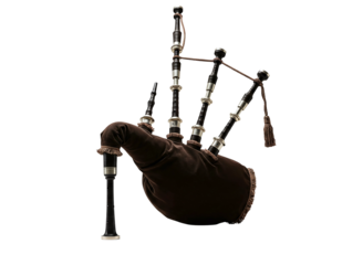 Traditional scottish bagpipes musical instrument isolated on transparent background