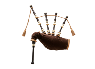 Traditional scottish bagpipes musical instrument isolated on transparent background
