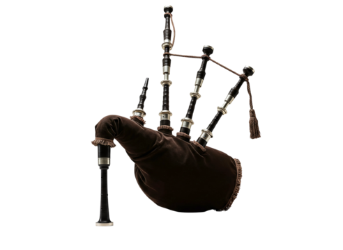 Traditional scottish bagpipes musical instrument isolated on transparent background