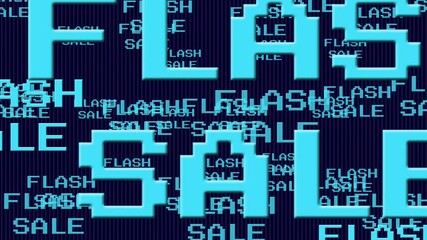 Animation of Flying Flash Sale moving on back background