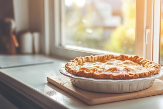 Cozy Baked Pie Cooling on a Window Sill