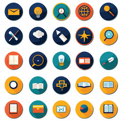 Fototapeta premium 2D Flat icon Education & Learning Icons isolated in White Background