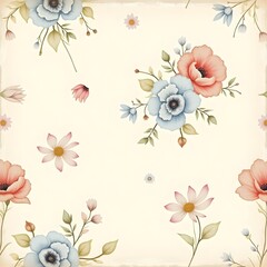 vintage wallpaper with flowers Generative AI 