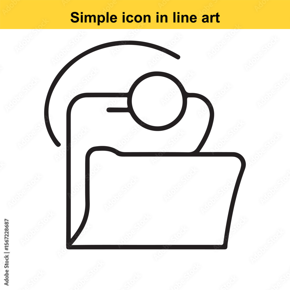 Aufkleber simple folder icon with circular element in black outline style