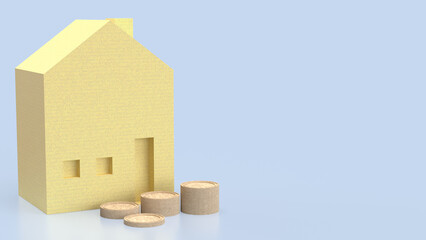 The House and coins for property or real estate concept 3d Rendering.