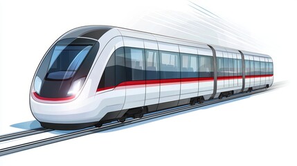 Naklejka premium Modern sleek futuristic train transportation vehicle with a streamlined design for urban transit