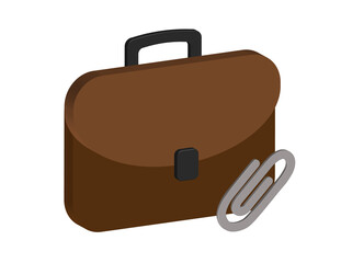 Simple 3D illustration of a briefcase icon with a clip, PNG format, transparent background