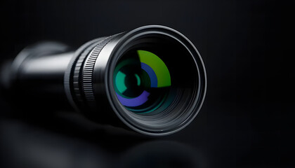 Space Telescope Lens on Dark Surface – Abstract Composition