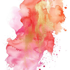 Elegant pink and gold watercolor brush stroke splash, perfect for modern art, background design,...
