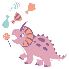 Candy Shop themed SVG: Silly  Triceratops in a Birthday environment