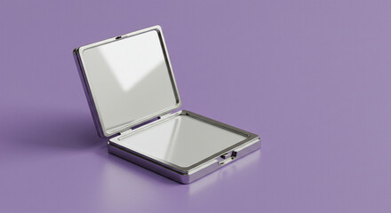 One compact mirror on a matte lavender surface