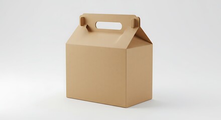 Kraft Gable Box with Handle &ndash; Recyclable Packaging Mockup on White Background