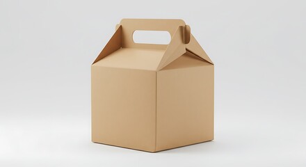 Kraft Gable Box with Handle – Recyclable Packaging Mockup on White Background