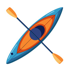 Kayak with Paddle Illustration on White Background for Water Sport and Recreation
