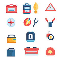 2D Flat icon Emergency & Disaster Preparedness Icons isolated in White Background