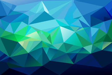 Abstract Low Poly Background with Blue and Green Geometric Shapes