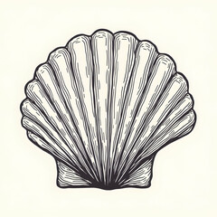 Detailed Hand Drawn Shell Illustration on Cream Background