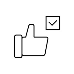 thumbs up and checkmark, like icon, vector like icon