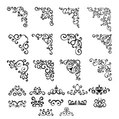 set of floral design elements