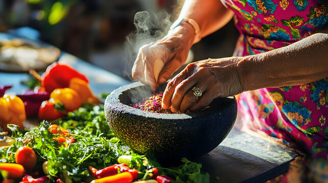Man and woman in a kitchen preparing a fresh meal, their hands busy with vegetables and meat