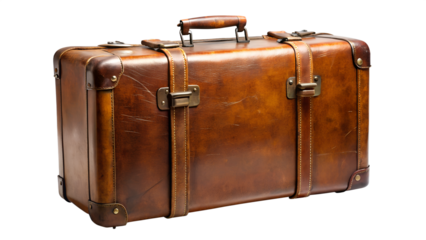 old suitcase isolated on white