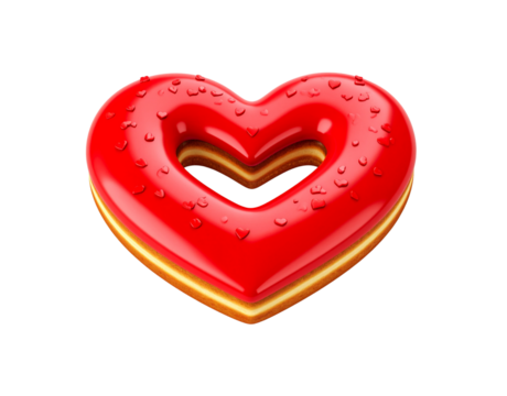 HeartShaped Donut with Red Glaze and Heart Sprinkles Sweet Treat.