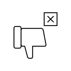 thumbs down icon, cross vector icon, dislike icon