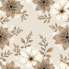 Vector seamless beige pattern with white drops. Monochrome abstract floral background Generative AI 