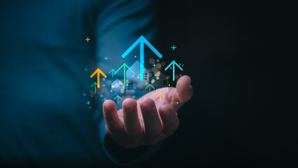 Real Estate Investment Trust Concept and Market Growth for Future Profits, Graphs Showing Rising...