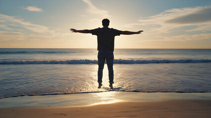 Fototapeta premium Man Facing The Ocean