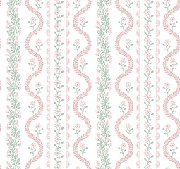 Boho Floral repeat pattern, Block print , Flower damask, floral vector file, ogee pattern, global print, seamless floral, stripe flower
