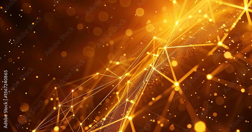 Aufkleber abstract golden lines and dots create a dynamic, futuristic background.