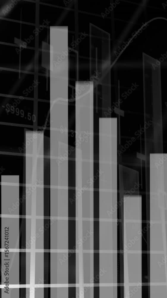 Aufkleber animation of statistics and data processing over dark background