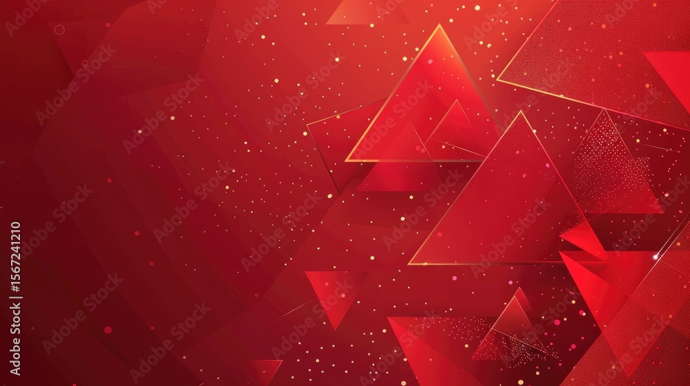Aufkleber abstract red geometric background with triangles and sparkles for design purposes.