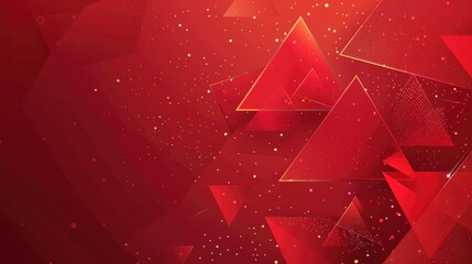 Abstract red geometric background with triangles and sparkles for design purposes.
