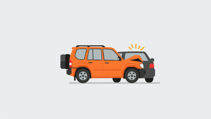 Flat Illustration of Car Accident: Orange SUV and Black Sedan Collision