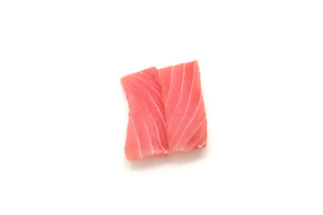 Sashimi made from tuna on a white background. Japanese style food.