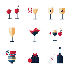 2D Flat icon Event Planning & Celebration Icons isolated in White Background