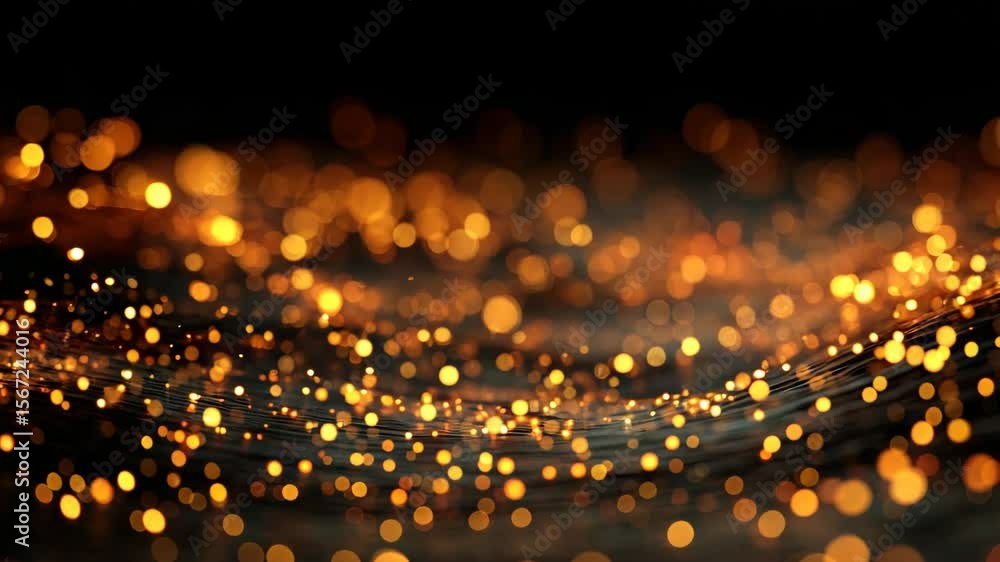 Poster golden sparkling bokeh lights creating a vibrant energy effect