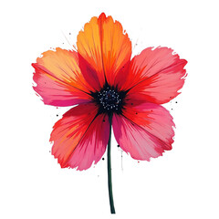Vibrant red pink flower abstract art transparent background