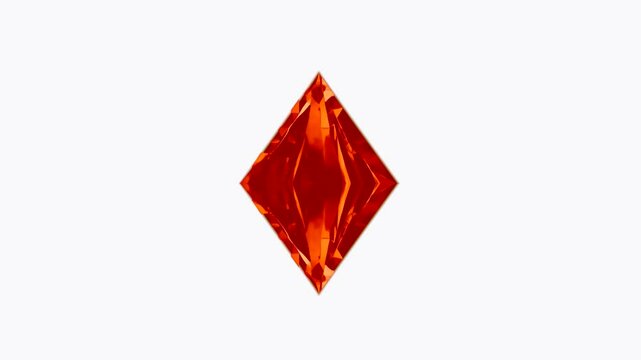 Shiny red diamond-shaped crystal rotating on a clean white background. Ideal for elegant fantasy visuals, RPG treasures, or minimalist interfaces.