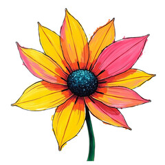Vibrant yellow pink flower art transparent background