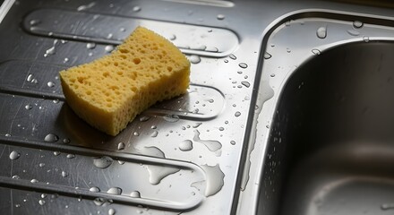 wet sponge on the sink