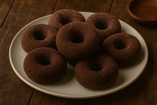 chocolate donuts on a plate