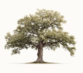 Fototapeta premium Large Oak Tree Isolated on White Background