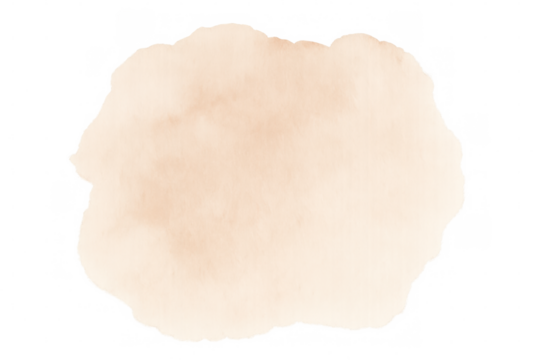 Abstract light orange watercolor stain painting with irregular edges, isolated on transparent background